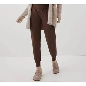 Pact organic cotton foldover waist jogger beige/tan size extra large
